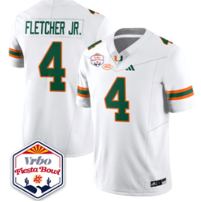 Men 2026 Miami Hurricanes #4 Fletcher jr White 3th generations Limited NCAA Jersey 0015->ncaa teams->NCAA Jersey